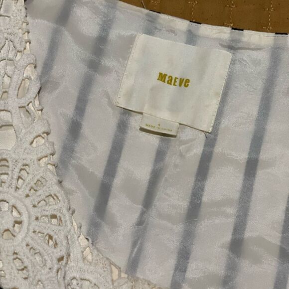 Maeve Anthropology Chessia dress blue stripe crochet front 4 Sleeveless - Picture 9 of 14